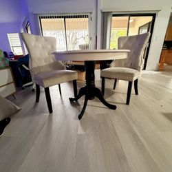 Modern Round Dining Table Set with 2 Upholstered Chairs