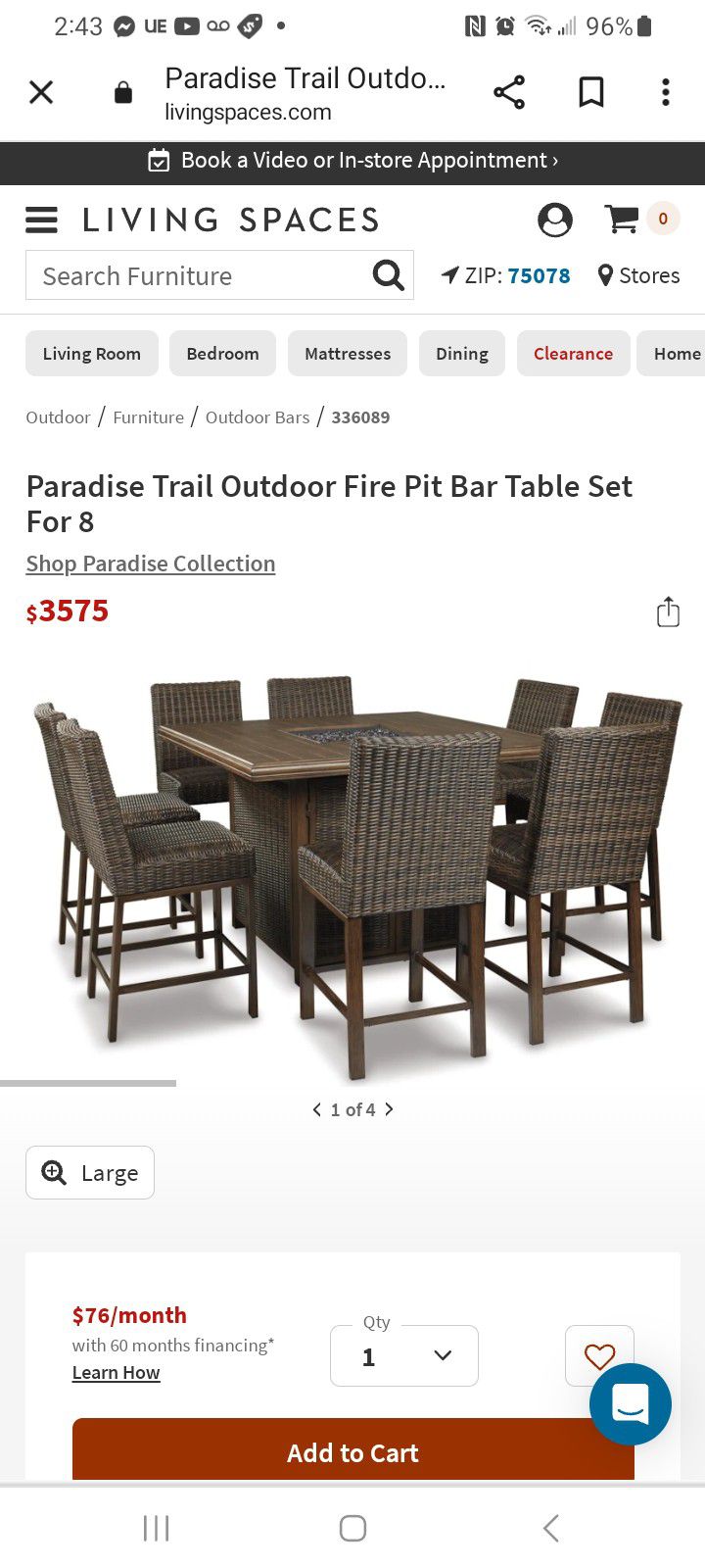 Ashley Paradise Trail Outdoor Fire Pit Bar Table Set For 8