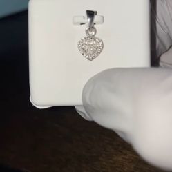 Silver Real Diamond Heart Pendant