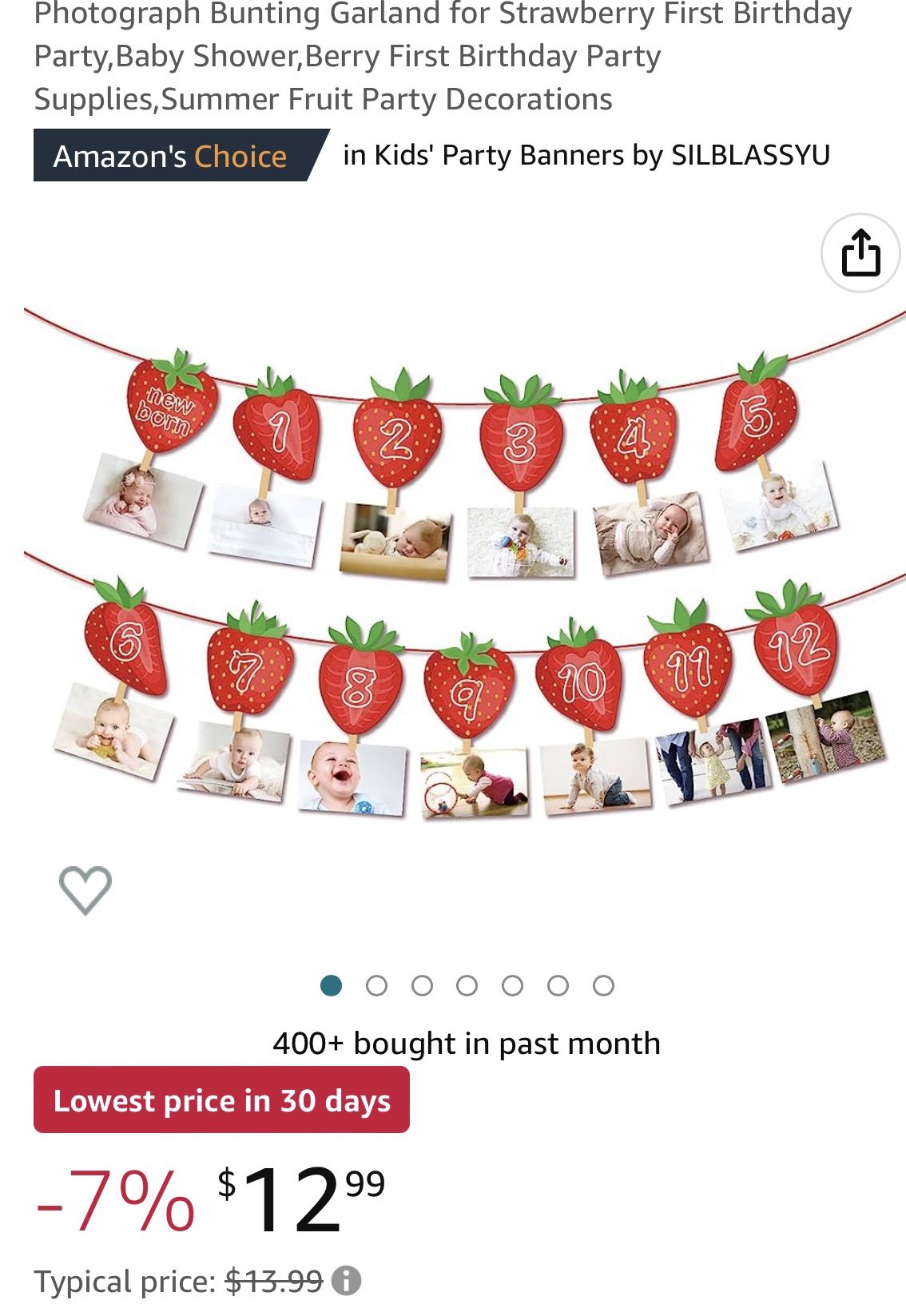 Berry First Birthday Monthly Banner