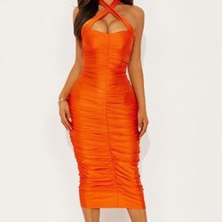 Ruched Midi Dress ! Size Small & Medium Available 