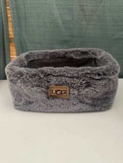 UGG Gray Plush Storage Basket