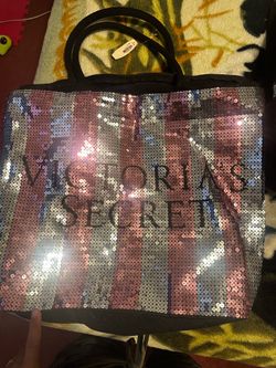 Victoria Secret sequin striped tote