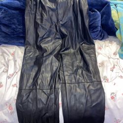 H&M black leather pants 