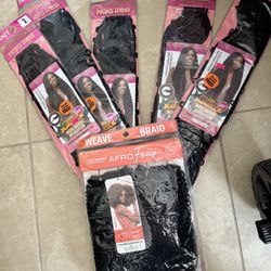 Lot of 6 Crochet Braiding Hair Packs – Janet Collection & Afro Frizzy – New!