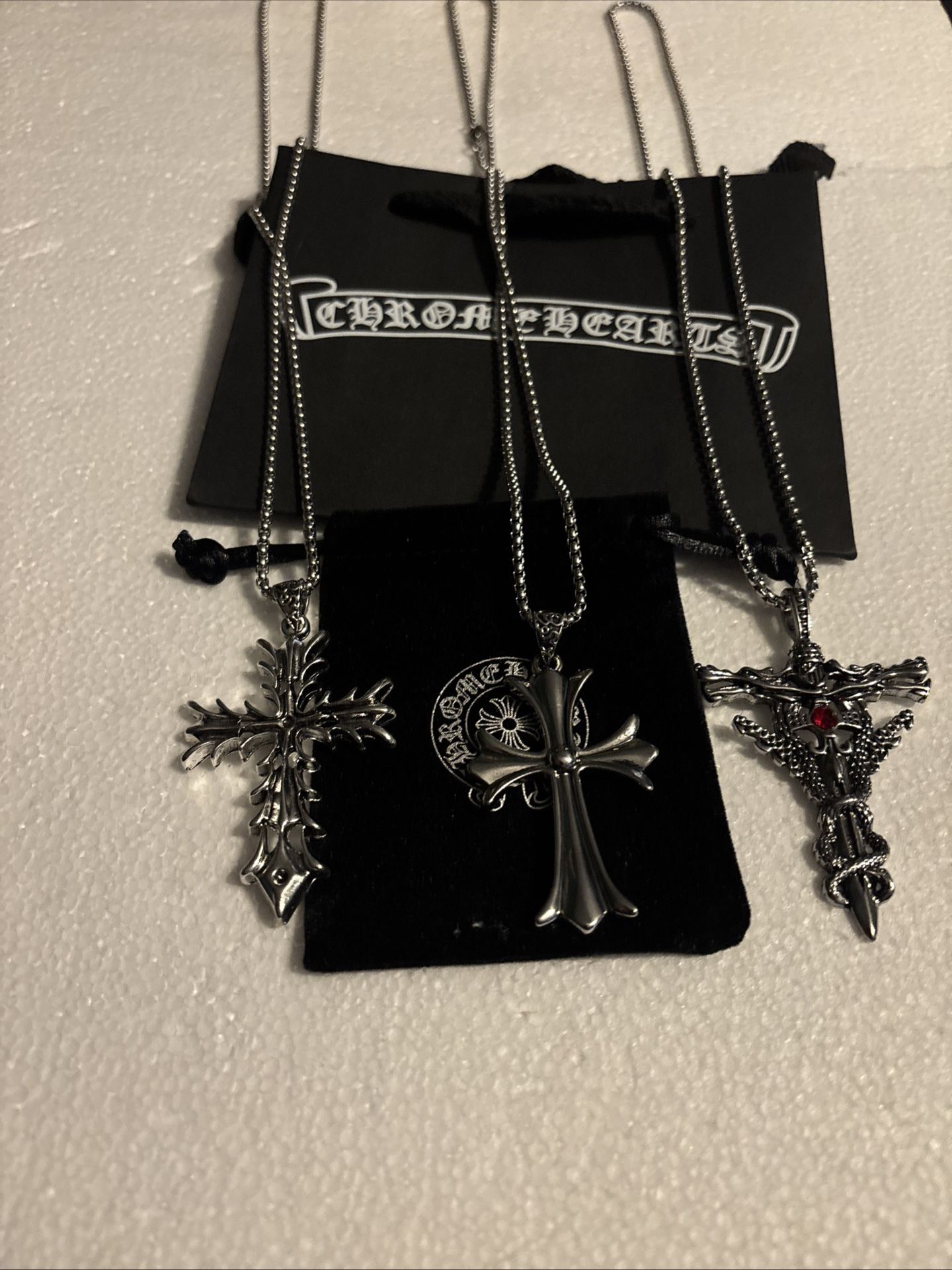 Gothic Punk Cross Necklace Stainless Steel Lot