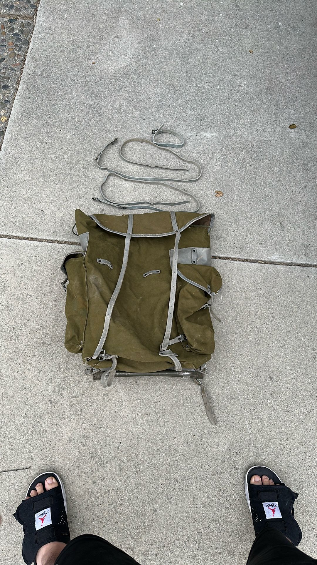 Vintage Norwegian Army Backpack Ruck Sack Military Camp Canvas Tent Soldier Surplus Duffel Bag
