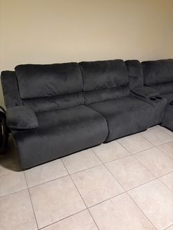 Dark Gray Microfiber Reclining Sectional Sofa
