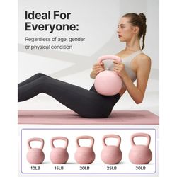 15 lb Soft Kettlebell — Pink, Anti-Slip Grip,Weight for Home Workouts,Safety Guaranteed