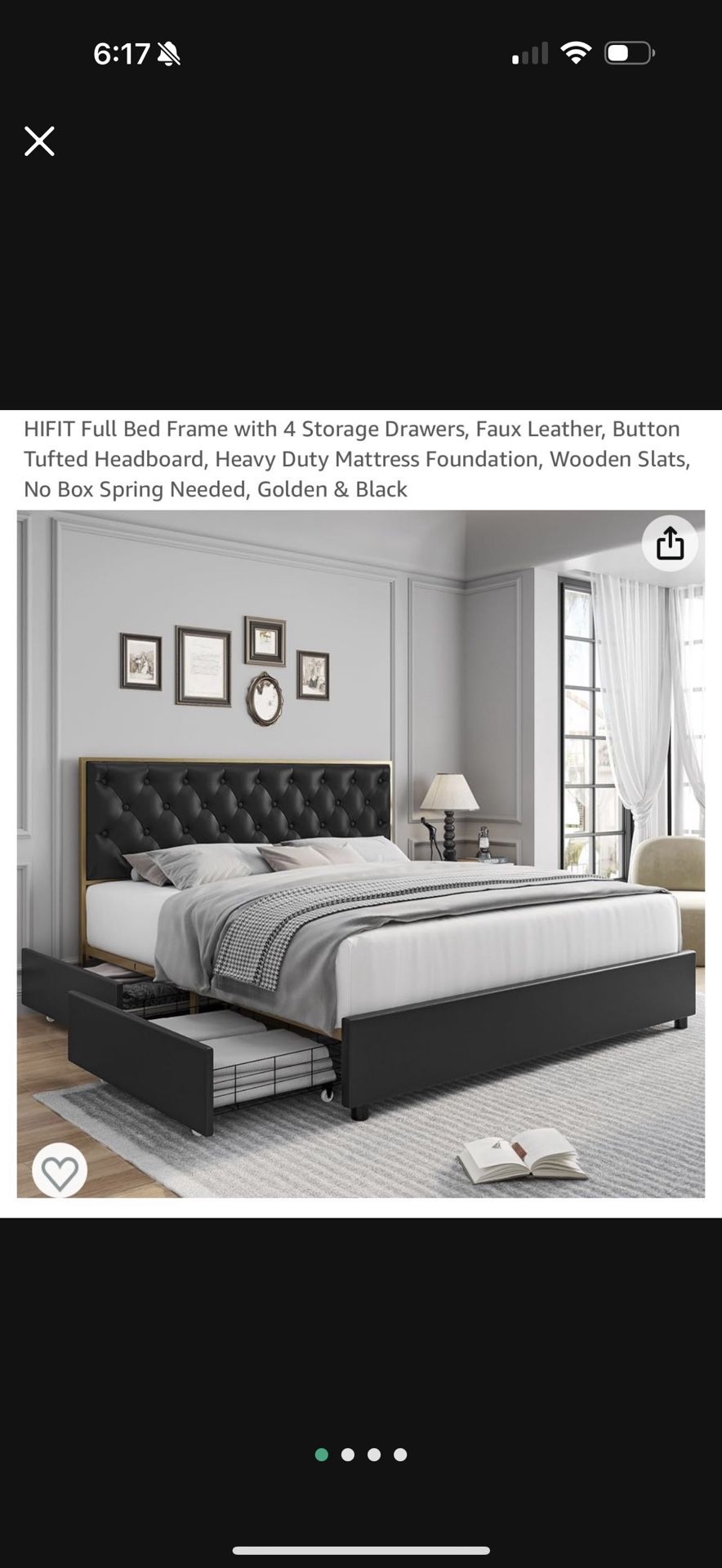 Full Bed Frame With 4 Storage Drawers