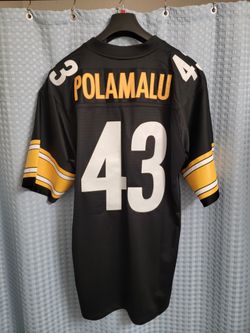 Men's Pittsburgh Steelers Troy Polamalu Mitchell & Ness Black Big & Tall 2005 Retired Player Replica Jersey.