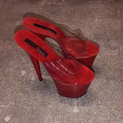 Red Stripper Heels