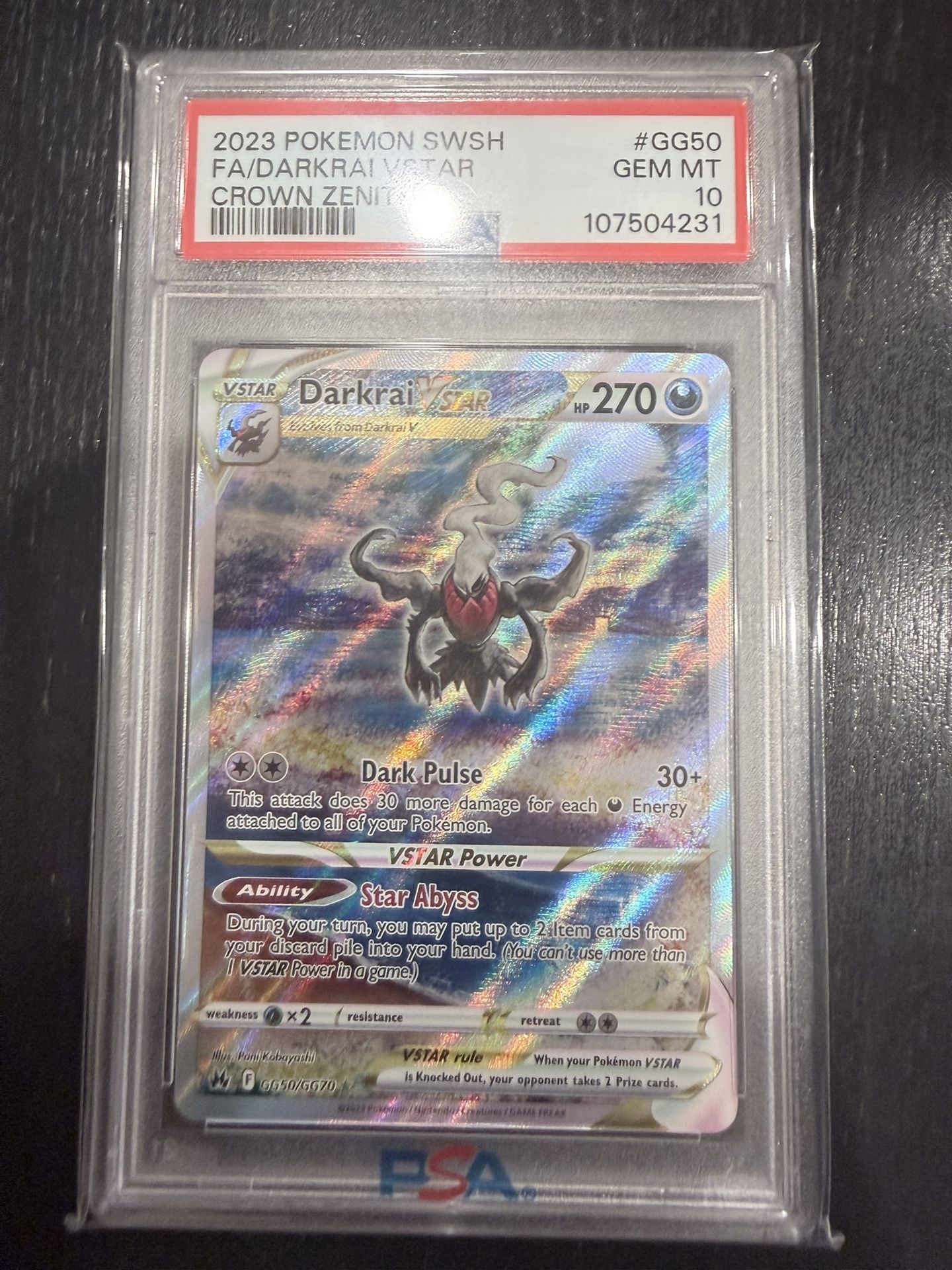 Darkrai vstar psa 10 crown zenith