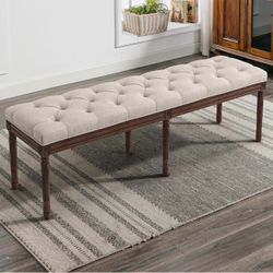 60” Tufted Upholstered Bench with Wood Frame