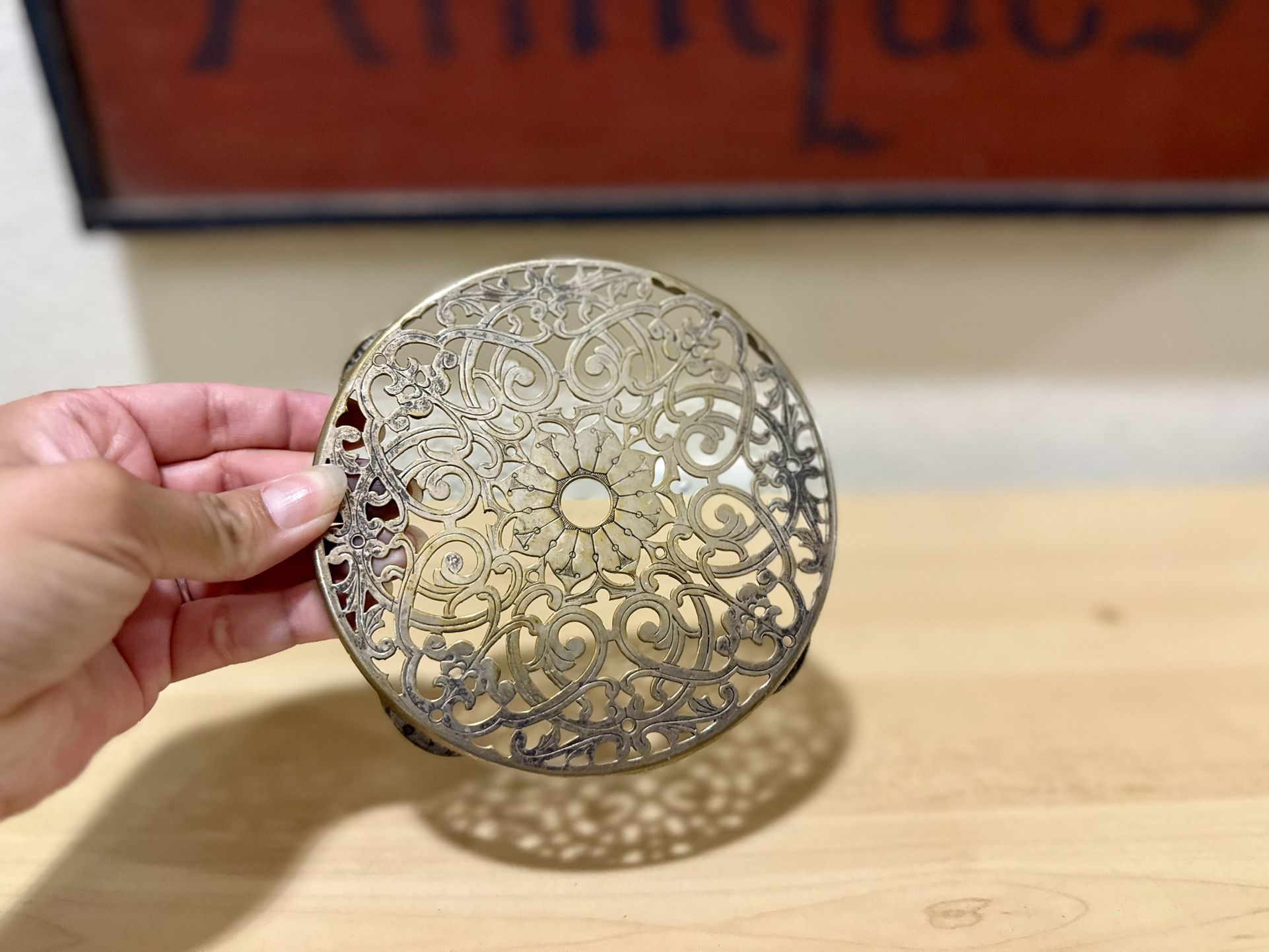 Antique Silver Footed Plate Trivet/Pot Stand/Plant Holder Trivet/Manco Electroplate/Made In England