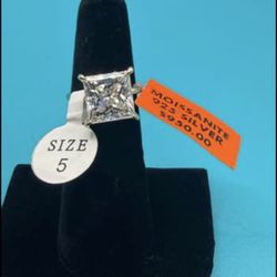# 96- Stunning 6 Carat Moissanite Engagement Ring with Hidden Halo, Size 5