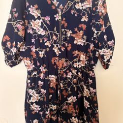 J for Justify Navy Floral Zip-Front Blouse