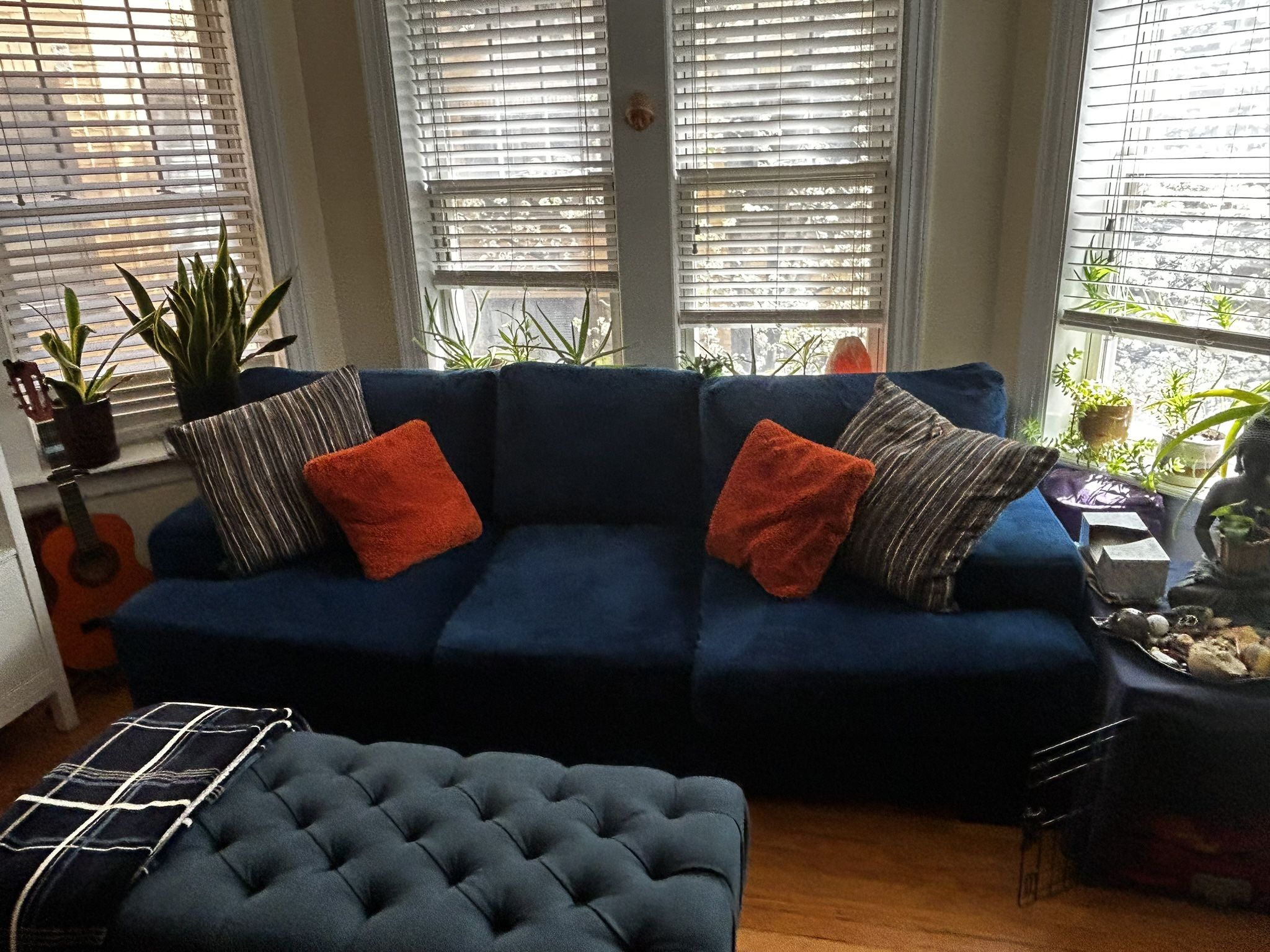 Beautiful, Comfy Custom Blue Velvet Couch
