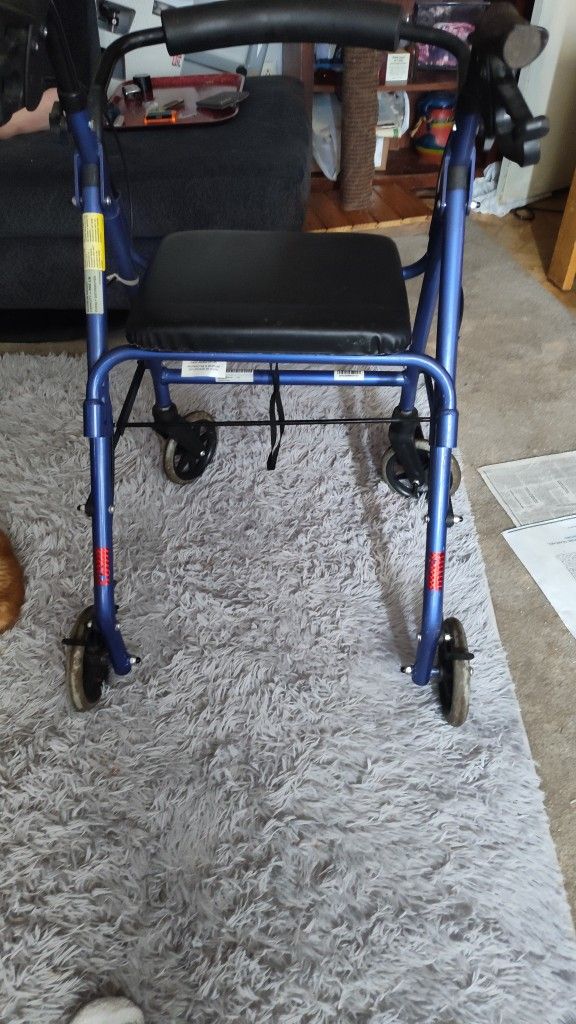 Walker With Padded Seat & Brakes