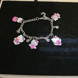 New Silver Hello Kitty Charm Bracelet 