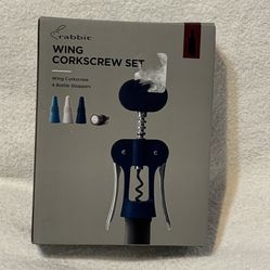 Wing Corkscrews Set 4 Stoppers 