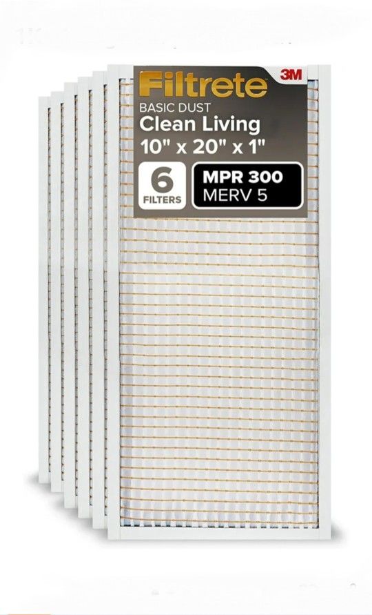 6 PACK Filtrette 10x20x1 Filters. SEALED