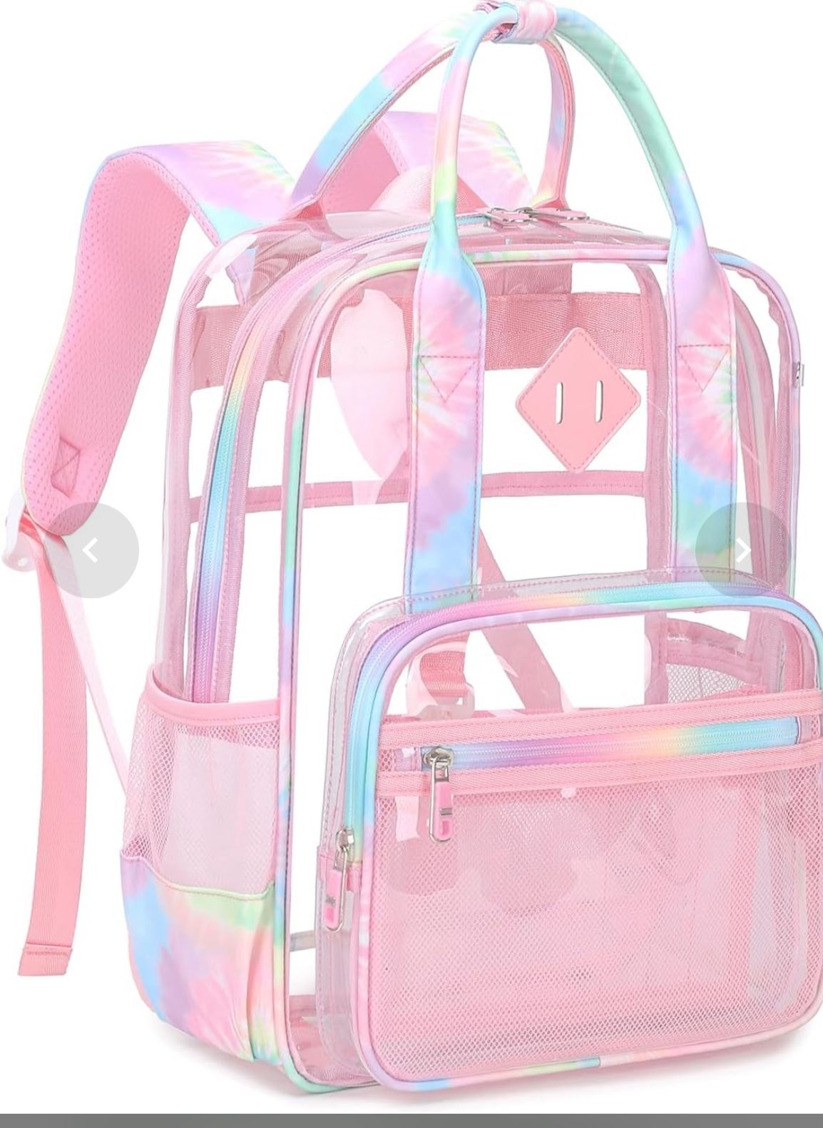 MOONBABY Clear Backpack Stadium Approved Kids Clear Bookbag Heavy Duty PVC Transparent Backpack Girls See Through Back Pack For Women Work, Pink