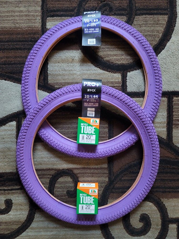 NEW Bicycle Bmx Tires 20" Purple X Cross Pattern