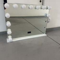 Large Vanity Mirror With Bluetooth Speakers And Outlets 