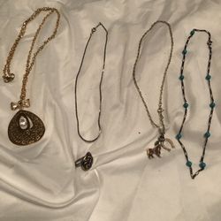 Napier Necklace And Retro Ring Size 7.5 Approx And 3  Other Retro Necklaces 