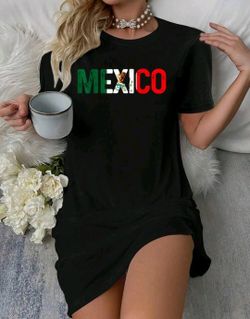Mexico Mexican Flag T-Shirt Dress Women's Dress size small