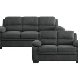 NIB Firdavs 2pc Sofa & Loveseat - Solid Wood Frame $875