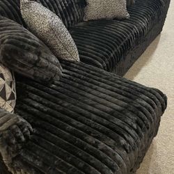 Madness Midnight Black Ultra Comfy L Shaped Sectional Sofa With Chaise /P