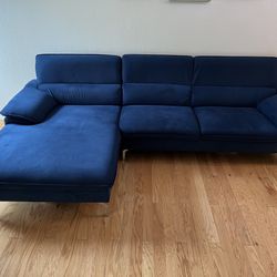 Sapphire Blue Sectional Set with Left Chaise