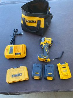 New Dewalt DCF850 impact 20V brushless new battery 2 used batteries bits bag new charger $150 cash 2401 n Euclid ave Upland 91784
