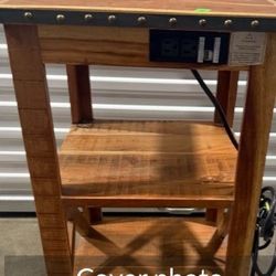 Side Table With Electric Port - Real Wood