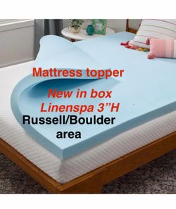 New in box Linenspa Memory Foam Mattress Topper, Full Size 3”H. Russell/Boulder area