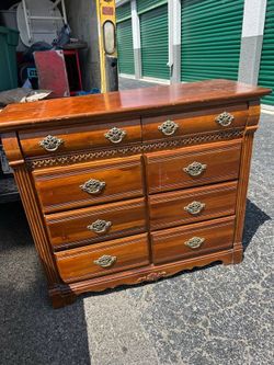 Vintage Wooden Dressar With Brass Handles