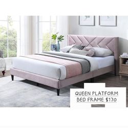 PLATFORM QUEEN BED FRAME NO MATTRESS 