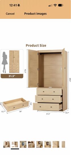 Shutter Door style Wooden Armoire