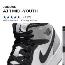 JORDAN AJ 1 MID -YOUTH (6.5) 🖤🖤
