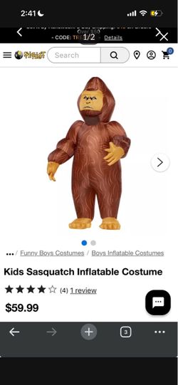 Kids Inflatable Sasquatch Costume One Size Fits All