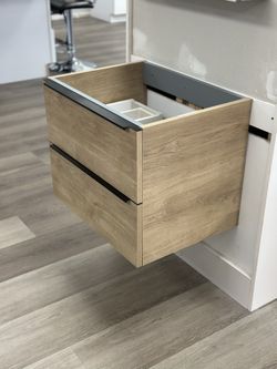 Floating Bathroom Vanity Cabinet - Natural Oak Finish