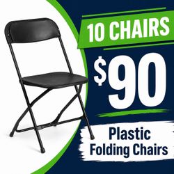Black plastic folding chairs