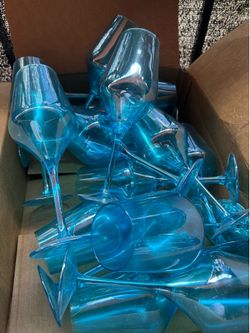Blue Wine Glasses Light Colored Quince Party