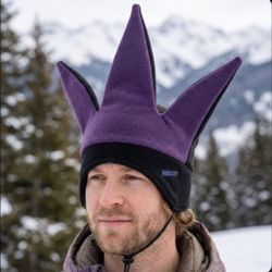 BULA Black Purple, 3-Point Jester Crown Fleece Ski Snowboard Hat USA Adult Unisex OSFA