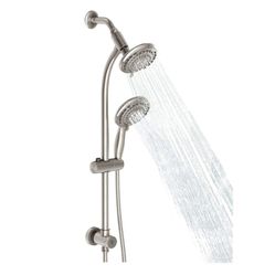 8011: New Handheld Showerhead & Rain Shower Combo for Easy Reach, 27.5" Drill-free Stainless Steel Slide Bar, 5”of 5-setting Handheld Shower and Showe