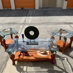 Coffee Table And Side Tables $119 🎁🍀🎈🍀 Living Room Furniture, Living Room Table. Office Furniture, Central Table, Glass And Wood Furniture, Item 