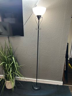 Black Torchiere Floor Lamp with White Shade