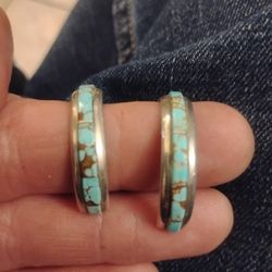 turquoise native sterling silver earrings